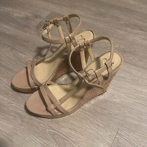 Jessica Simpson Nude Wedge Sandals